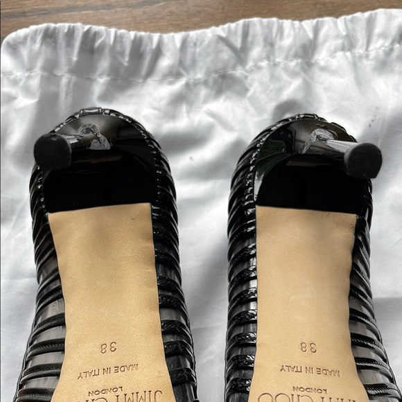 Jimmy Choo Black Patent Leather Heels with Ruffle Detail - Picture 5 of 6